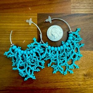 Turquoise Beaded Hoop Earrings